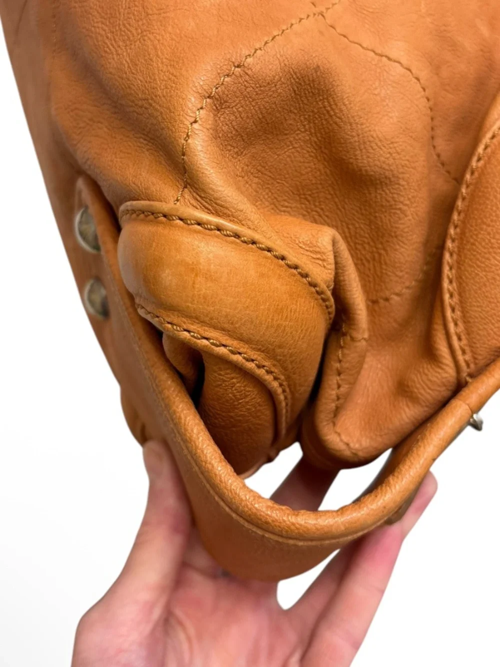Chanel vintage Le Marais quilted bowler bag tan leather